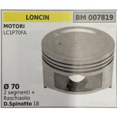 BRUMAR PISTONE COMPLETO LONCIN MOTORI LC1P70FA  Ø 70 2 segmenti + raschiaolio D. Spinotto 18  R.O. -