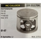 BRUMAR PISTONE COMPLETO MC CULLOCH MOTOSEGHE PM 46 TITAN 46 MAC 545E  Ø 43 D. Spinotto 12  R.O. 247258