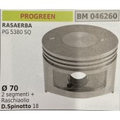 BRUMAR PISTONE COMPLETO PROGREEN RASAERBA PG 5380 SQ  Ø 70 2 segmenti + raschiaolio D. Spinotto 18  R.O. -