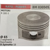 BRUMAR PISTONE COMPLETO RATO - PUBERT MOTORI R 180-3  Ø 65 2 segmenti + raschiaolio D. Spinotto 18  R.O. -