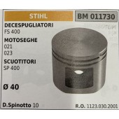 BRUMAR PISTONE COMPLETO STIHL DECESPUGLIATORI FS 400 MOTOSEGHE 021 023 SCUOTITORI SP 400   Ø 40 D. Spinotto 10  R.O. 1123.030.2001