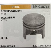 BRUMAR PISTONE COMPLETO STIHL DECESPUGLIATORI FS 85 TAGLIASIEPI HT 75   Ø 34 D. Spinotto 8  R.O. 4137.030.2010