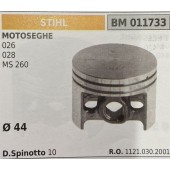 BRUMAR PISTONE COMPLETO STIHL MOTOSEGHE 026 028 MS 260  Ø 44 D. Spinotto 10  R.O. 1121.030.2001
