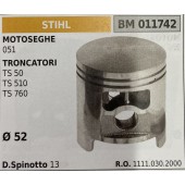 BRUMAR PISTONE COMPLETO STIHL MOTOSEGHE 051 TRONCATORI TS 50 TS 510 TS 760  Ø 52 D. Spinotto 13 R.O. 1111.030.2000