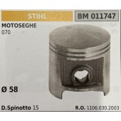 BRUMAR PISTONE COMPLETO STIHL MOTOSEGHE 070  Ø 58 D. Spinotto 15 R.O. 1106.030.2003