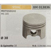 BRUMAR PISTONE COMPLETO STIHL MOTOSEGHE MS 180  Ø 38 D. Spinotto 10 R.O. 1139.090.2002