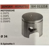 BRUMAR PISTONE COMPLETO ZENOAH - KOMATSU MOTOSEGHE G 250TS G 250FS G 2500TS G 2500FS   Ø 34 D. Spinotto 8 R.O. -