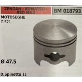 BRUMAR PISTONE COMPLETO ZENOAH - KOMATSU - RED MAX MOTOSEGHE G 621   Ø 47.5 D. Spinotto 11 R.O. -