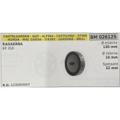 BRUMAR RUOTA RASAERBA CASTELGARDEN - GGP - ALPINA - CASTELMAC - STIGA - HONDA - MAC GARDA - VIKING - GARENA - BRILL  RASAERBA EP 350  Ø esterno 130 mm Ø interno 10 mm spessore 32 mm  R.O. 322686089/0