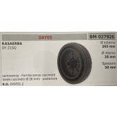 BRUMAR RUOTA RASAERBA DAYEE  RASAERBA DY 21SQ  semovenza - fornita senza cuscinetti (sede cuscinetti Ø 28 mm) - posteriore Ø esterno 265 mm Ø interno 28 mm spessore 50 mm  R.O. DY0701.2