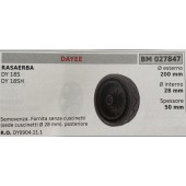 BRUMAR RUOTA RASAERBA DAYEE  RASAERBA DY 18S DY 18SH  semovenza - fornita senza cuscinetti (sede cuscinetti Ø 28 mm) - posteriore Ø esterno 200 mm Ø interno 28 mm spessore 50 mm  R.O. DY0904.11.1