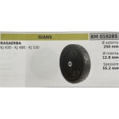 BRUMAR RUOTA RASAERBA GIANS  RASAERBA KJ 430 - KJ 480 - KJ 530  Ø esterno 250 mm Ø interno 12.8 mm spessore 55.2 mm  R.O. -