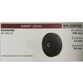 BRUMAR RUOTA RASAERBA HARRY (2016)  RASAERBA HR 460 PX  ruota posteriore con cuscinetto Ø esterno 205 mm Ø interno 12 mm spessore 50 mm  R.O. -