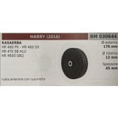 BRUMAR RUOTA RASAERBA HARRY (2016)  RASAERBA HR 460 PX - HR 460 SX HR 470 SB ALU HR 4600 SBQ  ruota anteriore con cuscinetto Ø esterno 176 mm Ø interno 12 mm spessore 45 mm  R.O. -