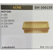 BRUMAR FILTRO ARIA ACME  MOTORI A 180 A 220 A 220 BASIC A 220 OHV A 230  140x65x41 R.O. 359-129