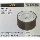 BRUMAR FILTRO ARIA ACME  MOTORI ACT 280 OHC ACT 340 OHC  filtro completo. prefiltro: BM 008599 R.O. 359152-300