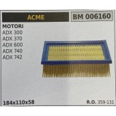 BRUMAR FILTRO ARIA ACME  MOTORI ADX 300 ADX 370 ADX 600 ADX 740 ADX 742  184x81x32 R.O. 359-121