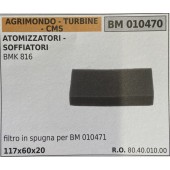 BRUMAR FILTRO ARIA AGRIMONDO - TURBINE - CMS  ATOMIZZATORI - SOFFIATORI BMK 816  filtro in spugna per BM 010471 117x60x20 R.O. 80.40.010.00