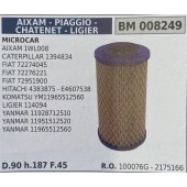 BRUMAR FILTRO ARIA AIXAM - PIAGGIO - CHATENET - LIGIER  MICROCAR AIXAM 1WL008 CATERPILLAR 1394834 FIAT 72274045 FIAT 72276221 FIAT 72951900 HITACHI 4383875 - E4607538 KOMATSU YM11965512560 LIGIER 114094 YANMAR 11928712510 YANMAR 11951512520 YANMAR 1196551