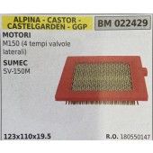 BRUMAR FILTRO ARIA ALPINA - CASTOR - CASTELGARDEN - GGP  MOTORI M150 (4 tempi valvole laterali)  SUMEC SV-150M  123x110x19.5 R.O. 180550147