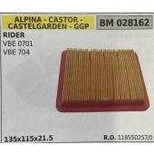 BRUMAR FILTRO ARIA ALPINA - CASTOR - CASTELGARDEN - GGP  RIDER VBE 0701 VBE 704  135x115x21.5 R.O. 118550257/0