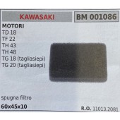 BRUMAR FILTRO KAWASAKI  MOTORI TD 18 TF 22 TH 43 TH 48 TG 18 (tagliasiepi) TG 20 (tagliasiepi)  spugna filtro 60x45x10 R.O. 11013.2081