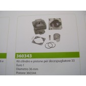 CILINDRO E PISTONE PER DECESPUGLIATORE 33 EURO1 TIPO CINESE  DIAMETRO 36MM