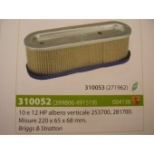 FILTRO ARIA MOTORE BRIGGS & STRATTON 10 E 12HP ALBERO VERTICALE 253700 - 281700 MISURE 220X65X68MM