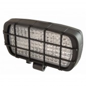 Faro lavoro alogeno rettangolare 195x96mm con griglia, maniglia e interruttore, corpo in plastica e trasparente in vetro, staffa orientabile, lampadina non inclusa, luce ad ampio raggio